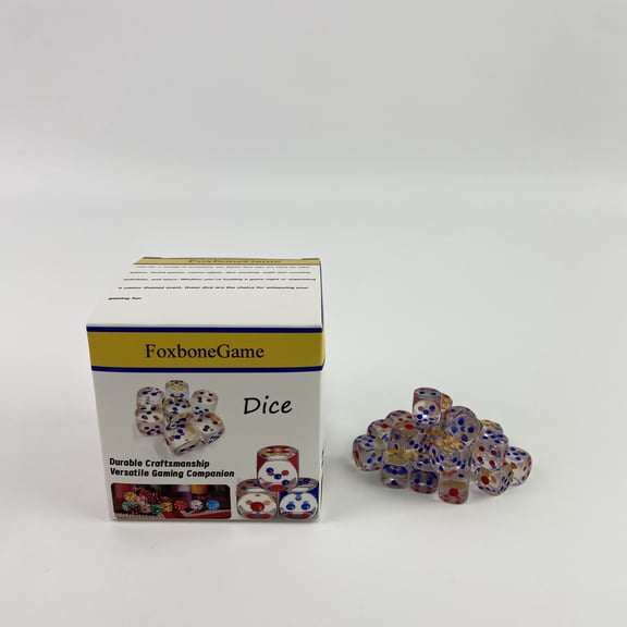 FoxboneGame Dice, Dice with Colored, 6-Sided Transparent Dice, Fun Six-Sided Gaming Dice for Farkle, Ten Thousand, Cho-Han and Other Dice Games
