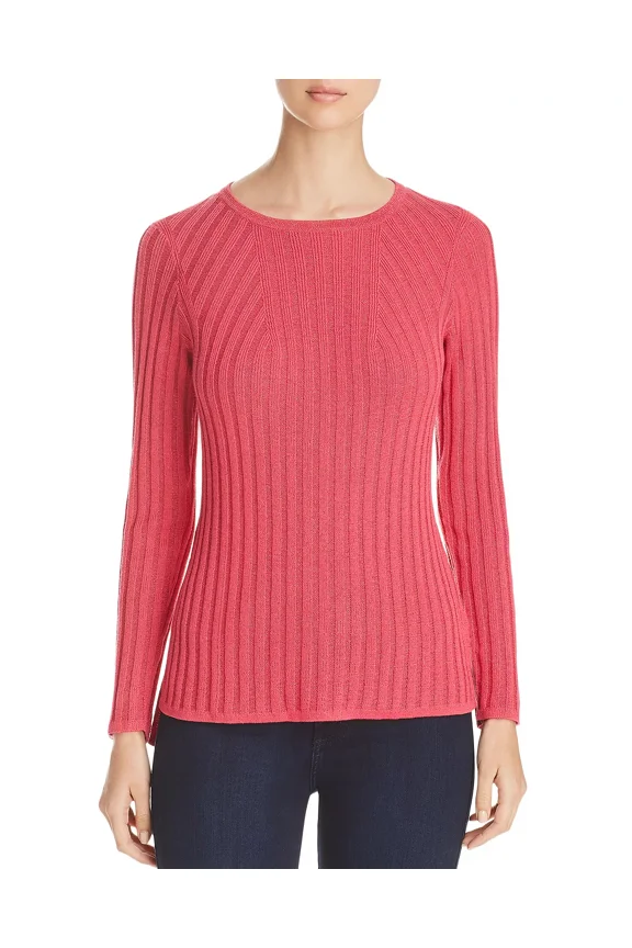 Womens Mindy Metallic Ribbed Sweater, Pinktini, Small
