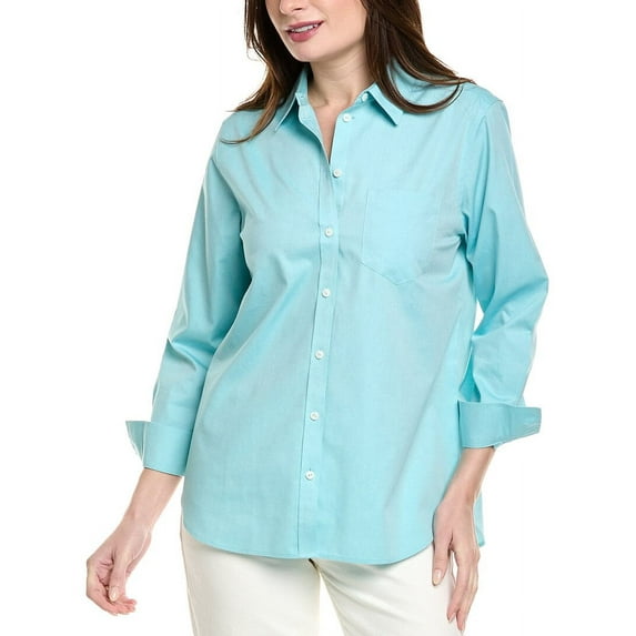 Foxcroft womens Boyfriend Shirt, 8, Blue