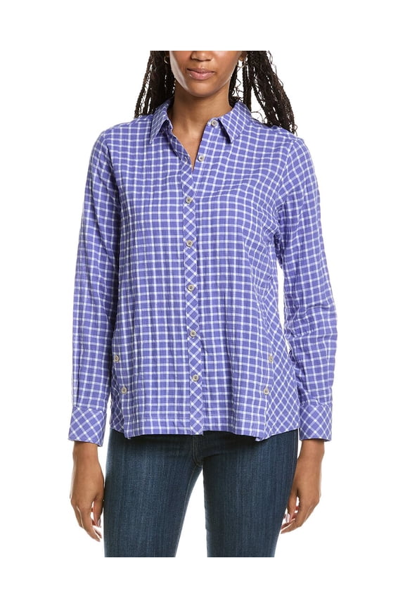womens Cassie Warm Plaid Shirt, 6, Blue