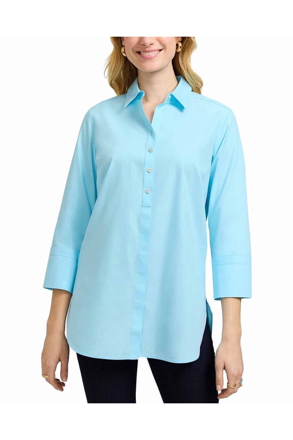 womens Madison 3/4-Sleeve Tunic Shirt, 2, Blue