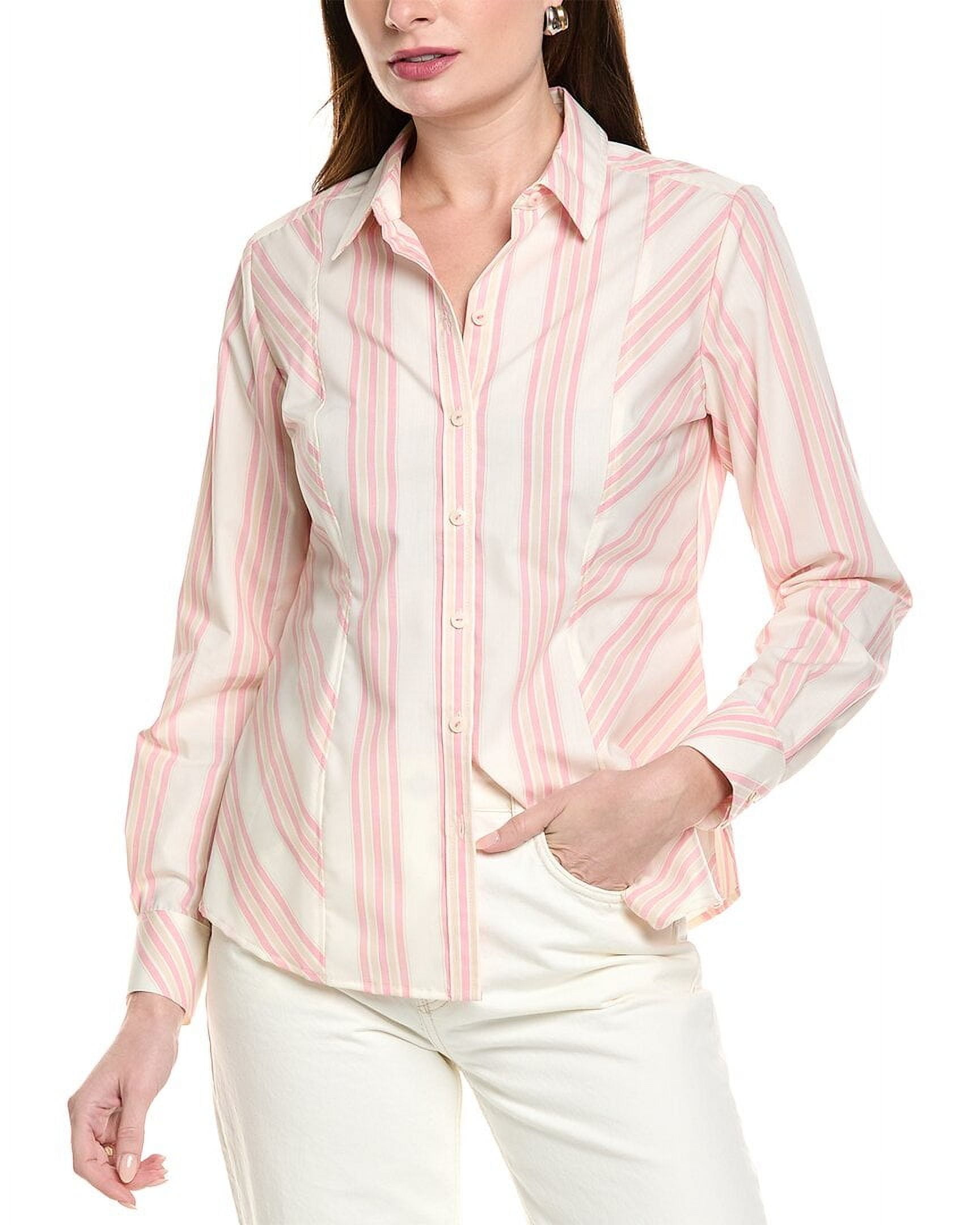Foxcroft Women's Riley Long Sleeve Vintage Stripe Blouse - Non-Iron, Point Collar