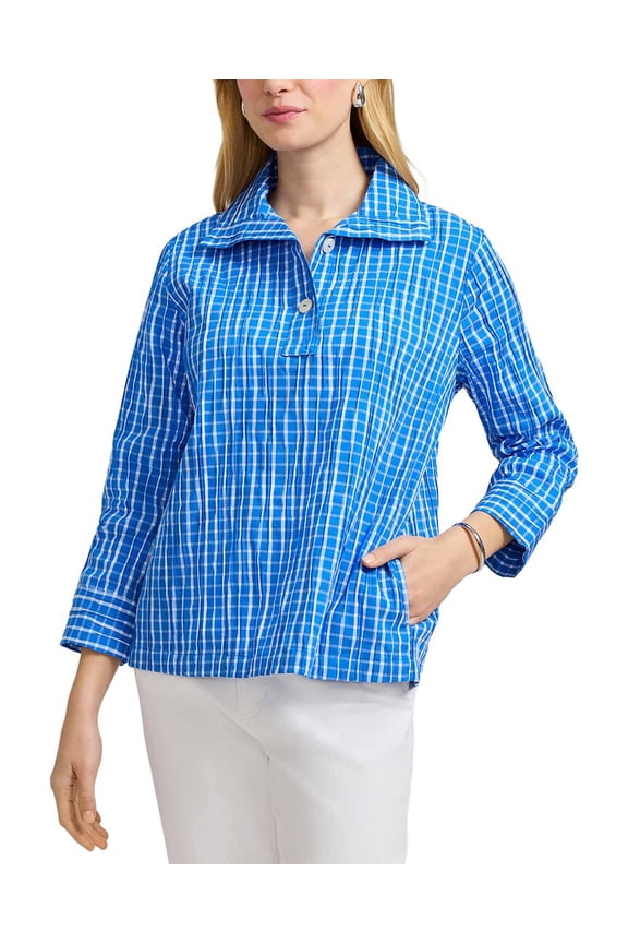 womens Sammy Popover Blouse, XL, Blue