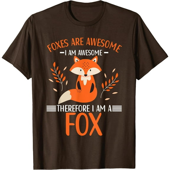 Foxes Are Awesome Fox Lovers Unisex T-Shirt for Men Women Kids,Dark Chocolate Color,Size 5XL