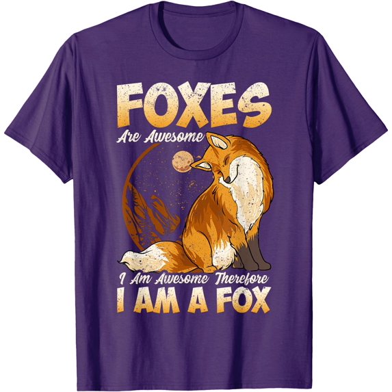 Foxes Are Awesome So Cute Unisex T-Shirt for Men Women Kids,Purple Color,Size L