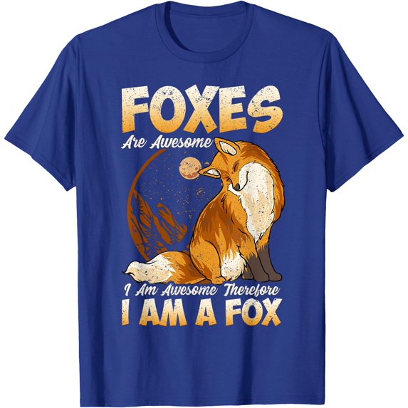 Foxes Are Awesome So Cute Unisex T-Shirt for Men Women Kids,Royal Blue Color,Size YM