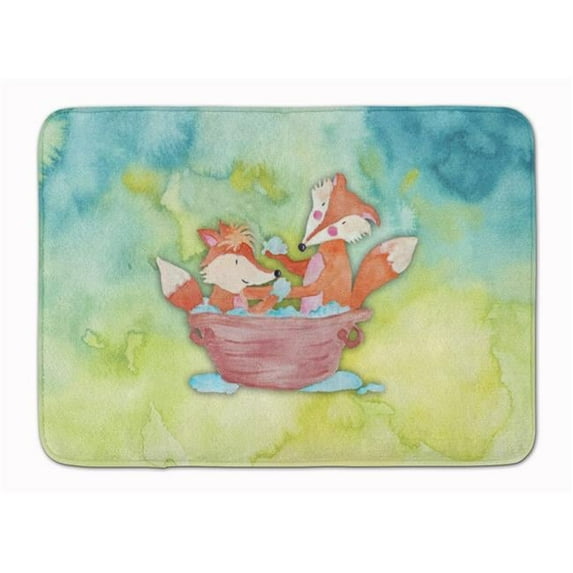 Foxes Bathing Watercolor Machine Washable Memory Foam Mat