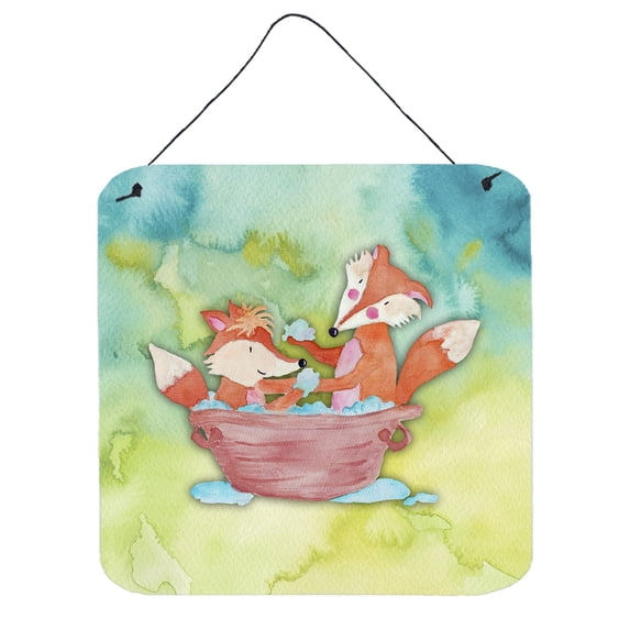 Foxes Bathing Watercolor Wall or Door Hanging Prints
