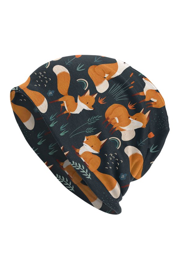 Foxes Beanie Chemo Hat Cancer Headwear Skull Hat Knitted Hat Nightcap Skull Cap for Women Men