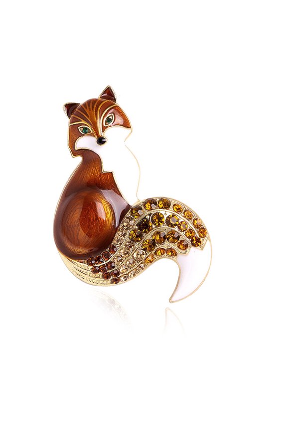 Foxes Brooch Rhinestones Charm Pin Animal Badge Jewelry Backpack Decoration Fashion Accessories