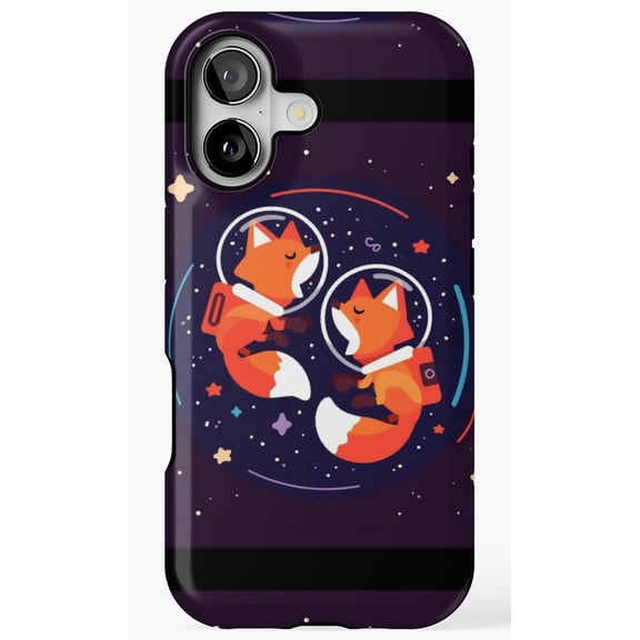 Foxes Floating In Space Cosmic Animal Phone Case for iPhone 17 16 15 14 13 12 11 Pro Max