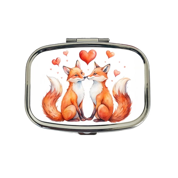 Foxes In Love With Hearts Valentine's Day Small Travel Handbag Pill Box Case