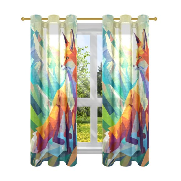 Foxes Moutains Sunlight Blackout Curtains Patio Door Curtains Window Decoration for Bedroom Living Room 2 Panels