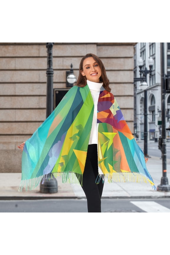 Foxes Moutains Sunlight Winter Scarf for Women Fashion Warm Long Soft Blanket Scarves Gifts