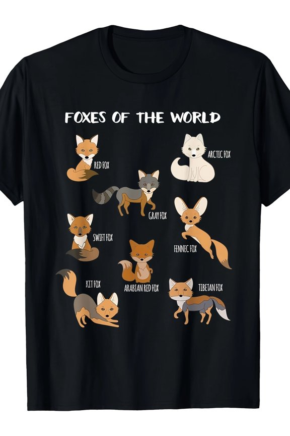 Foxes Of The World Funny Fox Animals Educational T Shirt