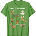 thumbnail image 1 of Foxes Of The World Funny Fox Animals Educational Unisex T-Shirt for Men Women Kids,Lime Color,Size 5XL, 1 of 5