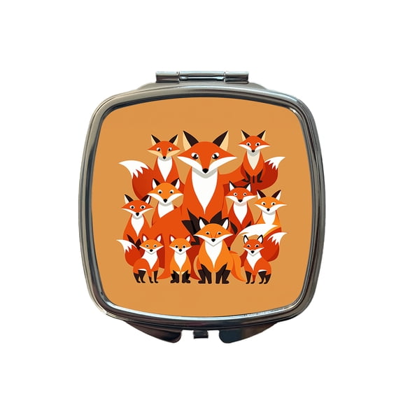 Foxes Oodles Travel Makeup Handbag Purse Small Pocket Compact Mirror
