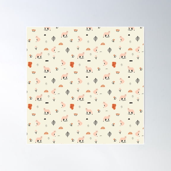 Foxes Pattern Poster Wall Art, Modern Wall Decor For Living Room Bedroom, 30x30 UNFRAMED