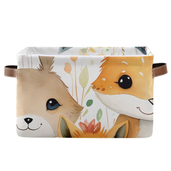 Foxes Rabbits Leaves Storage Bins Baskets With Handles Storage Box Clothes Organizer Organization Toys