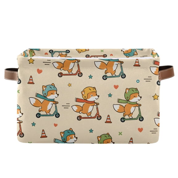 Foxes Stars Foldable Storage Large Fabric Storage Baskets Organizer Storage Bins with Handles for Home Office