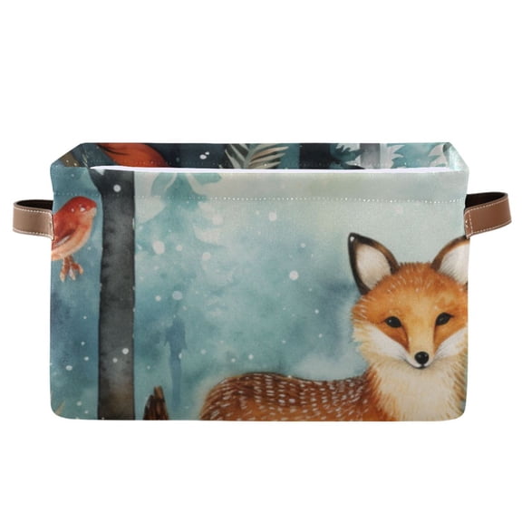 Foxes Trees Forest Flowers Storage Bins Baskets With Handles Storage Box Clothes Organizer Organization Toys