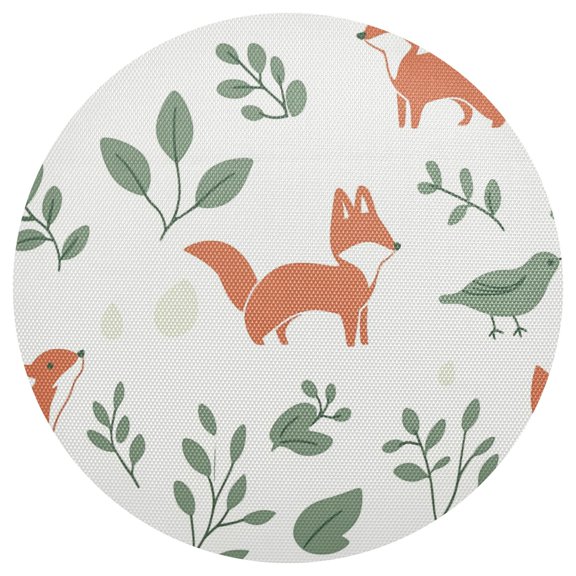 Foxes and Flora 15.4in Diameter PVC Plate Mat, Heat-Resistant and Cuttable, Kitchen Decor