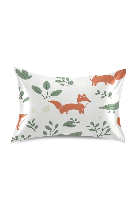 Foxes and Flora King Size Pillowcase Ultra Soft Silky Fabric Wrinkle Fade Resistant 20x40in