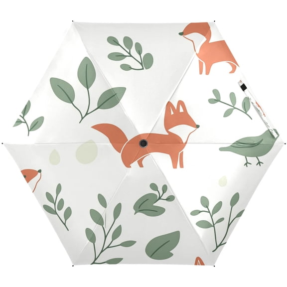 Foxes and Flora Umbrellas for Sun Auto Open Close UV50+ Waterproof 5-Fold Compact Fiberglass Frame