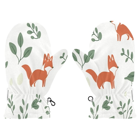 Foxes and Flora Witch Cauldron Pattern Cold Weather Mittens Cozy Gloves with Adjustable Fit Perfect for Outdoor Fun