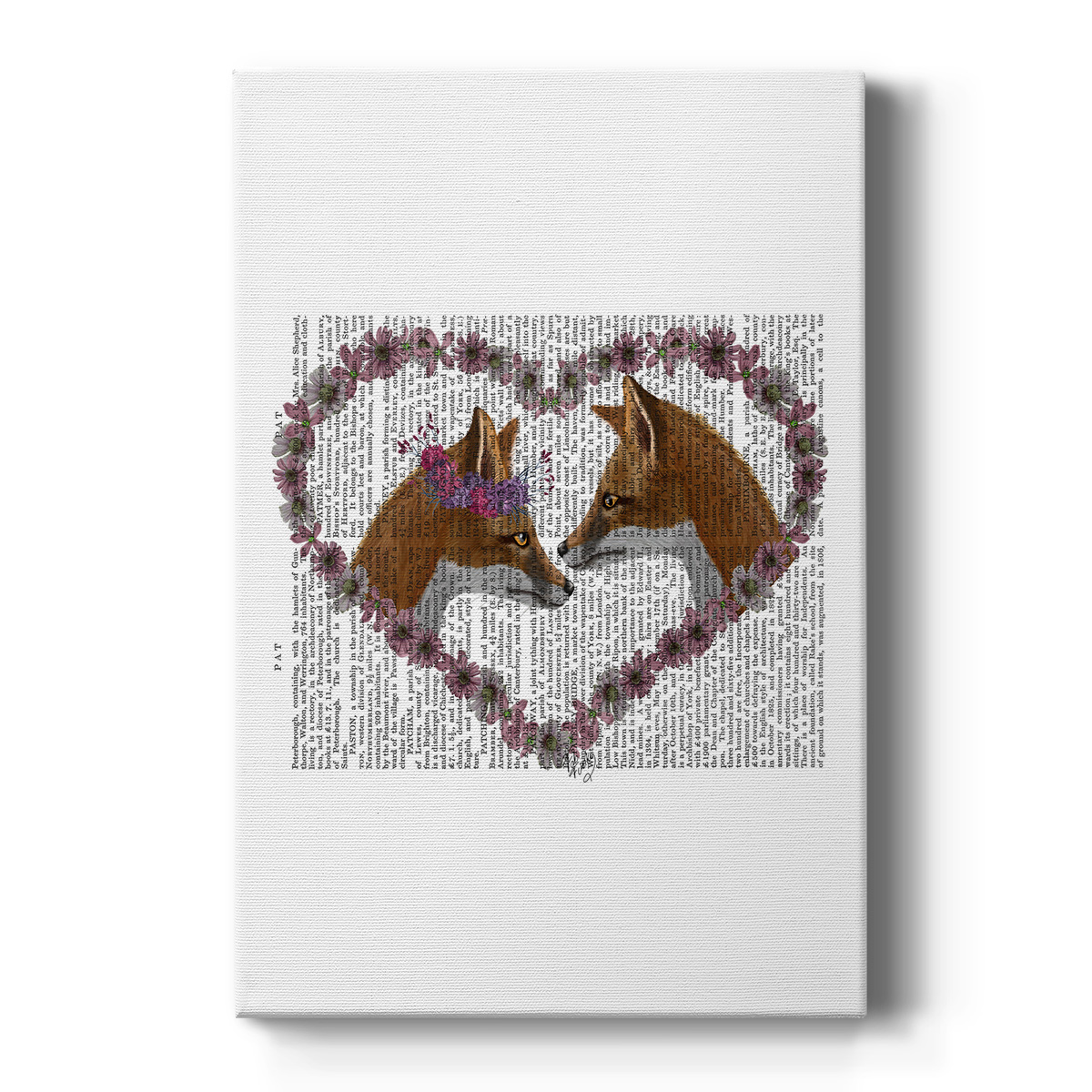 Foxes in Flowers Premium Gallery Wrapped Canvas - Ready to Hang