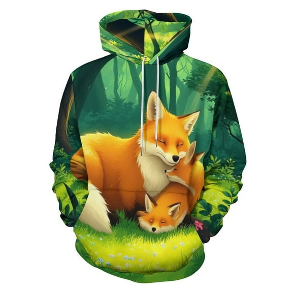 Foxes in The Forest 3D Print Hoodie Men Women Autumn Thin Pullover Sweatshirt Vintage Streetwear Tops