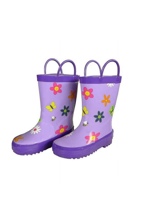 Foxfire Childrens Lavender Flower Rain Boot - Size 3