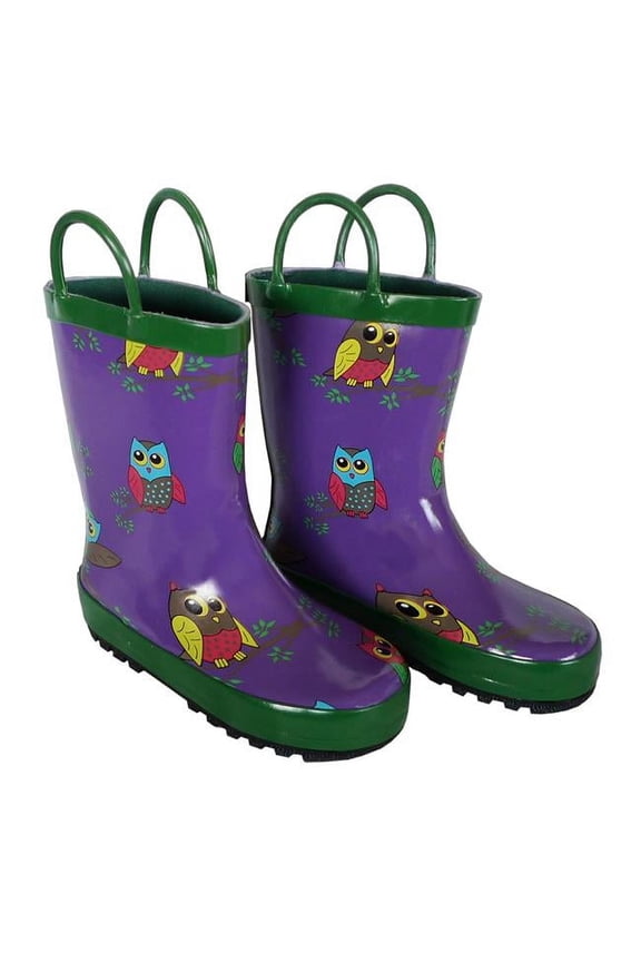 Childrens Purple Owl Rain Boot - Size 6