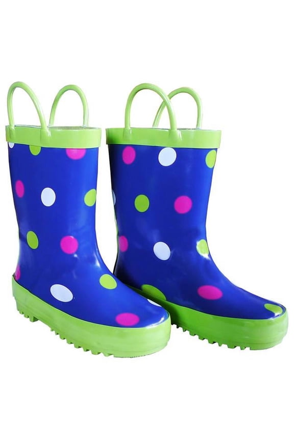 FOX-600-25-8 Childrens Navy Polka Dot Boot - Size 8