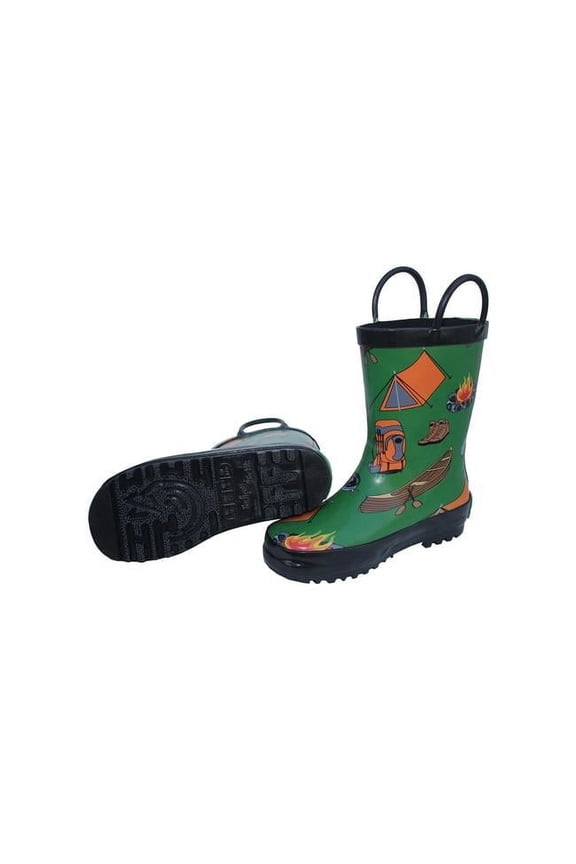 FOX-600-37-10 Childrens Camping Rain Boot, Green - Size 10