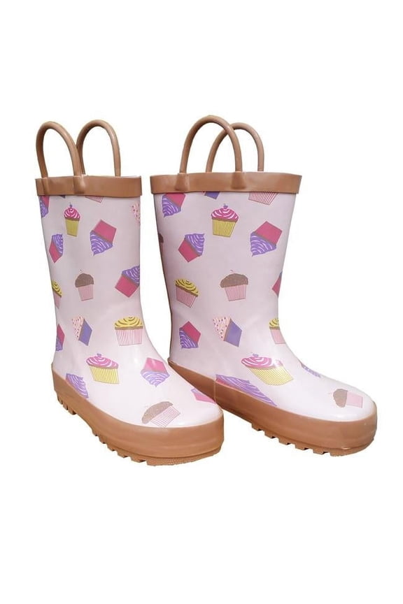 FOX-600-46-7 Childrens Pink Cupcakes Galore Rain Boot - Size 7
