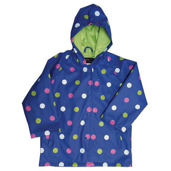 Foxfire FOX-601-25-2T Childrens Navy Polka Dot Raincoat - Size 2T