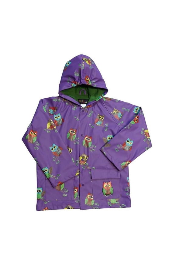 FOX-601-74-5 Childrens Purple Owl Raincoat - Size 5
