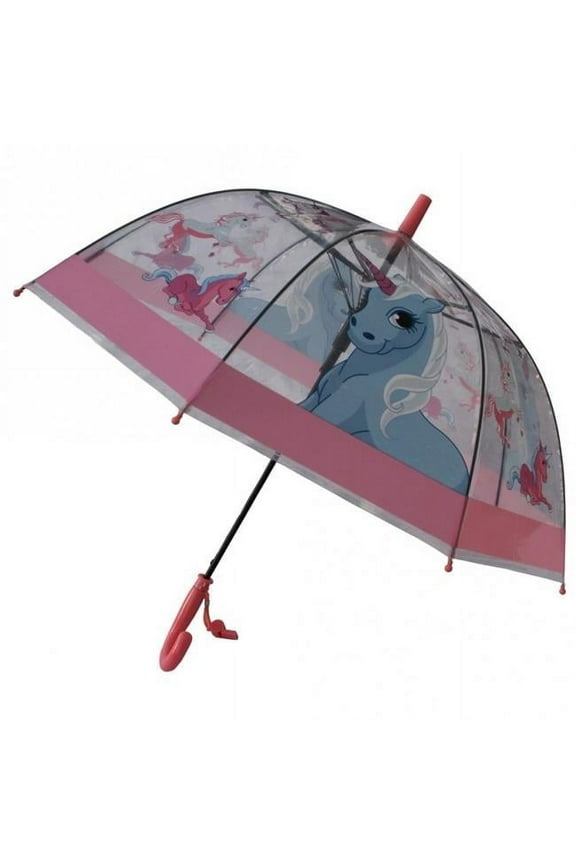 FOX-622-47 Childrens Unicorn Umbrella, Clear & Pink