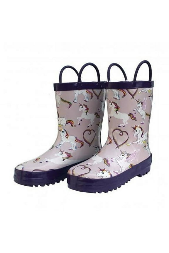 for Kids FOX-600-78-12 Childrens Rainbow Unicorn Rain Boot - Size 12, Kids