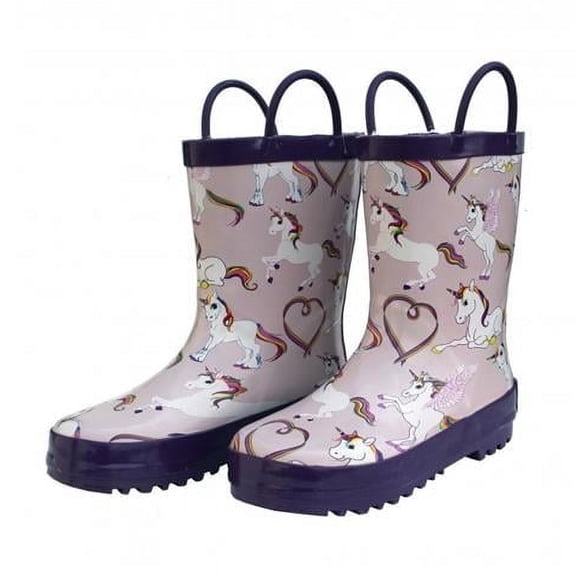 Foxfire for Kids FOX-600-78-13 Childrens Rainbow Unicorn Rain Boot - Size 13, Kids