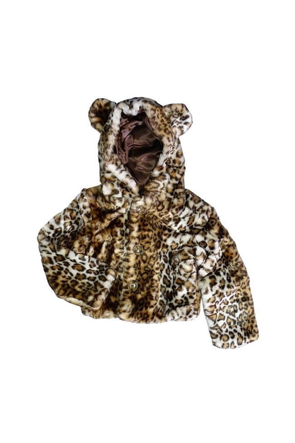 for Kids FOX-704-10-S Leopard Hooded Jacket, Brown - Small