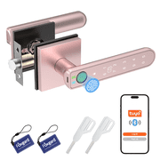 Foxgard Fingerprint Door Lock, Smart Door Knob with APP Control, 100 Fingerprints Biometric Door Lock with Tuya App, Pink
