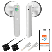 Foxgard Fingerprint Door Lock, Smart Door Knob with APP Control, 100 Fingerprints Biometric Door Lock with Tuya App, Silver
