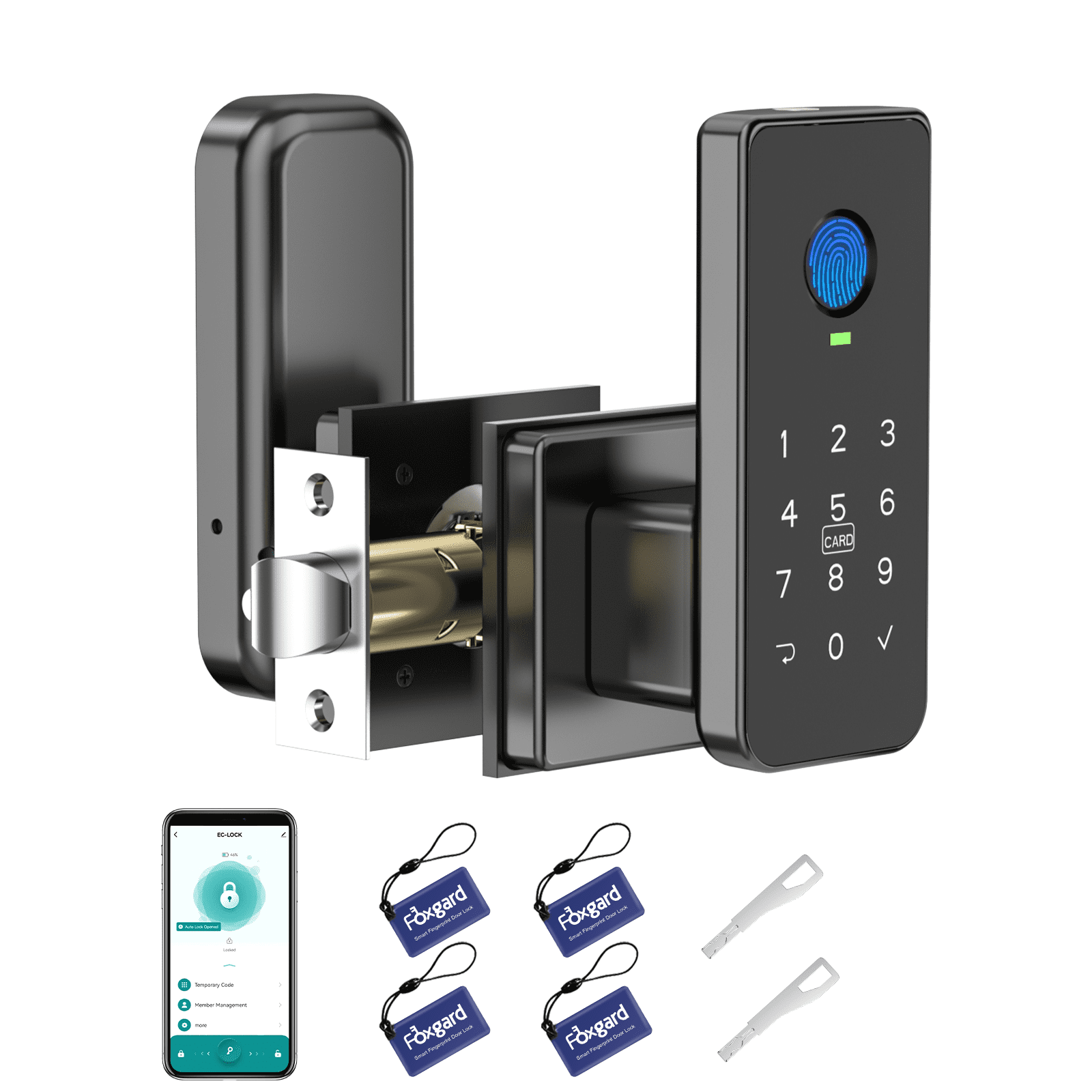 Foxgard Fingerprint Door Lock with Keypad and Fingerprint, Biometric ...