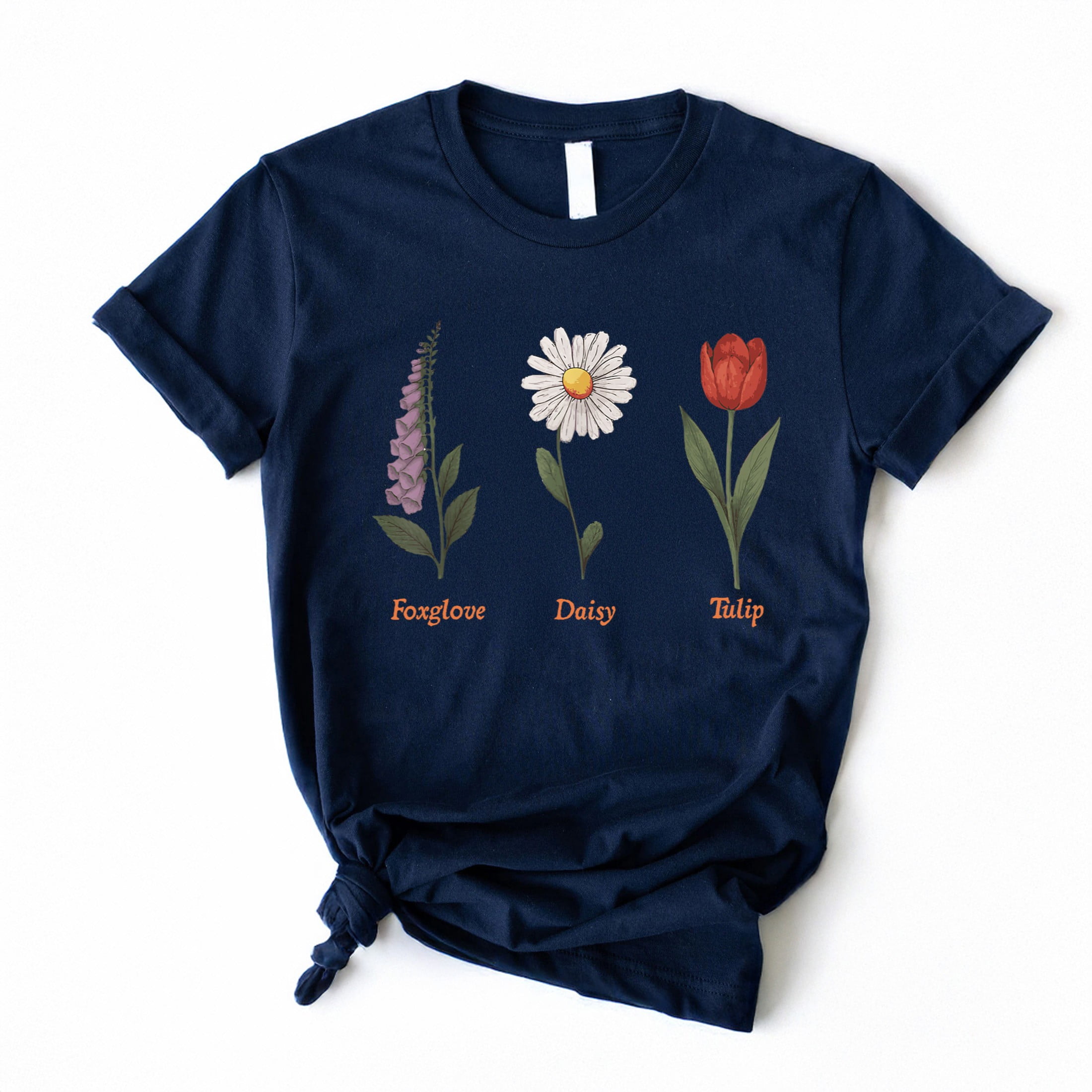 Foxglove Daisy Tulip Floral Heavy Cotton T-Shirt - Walmart.com