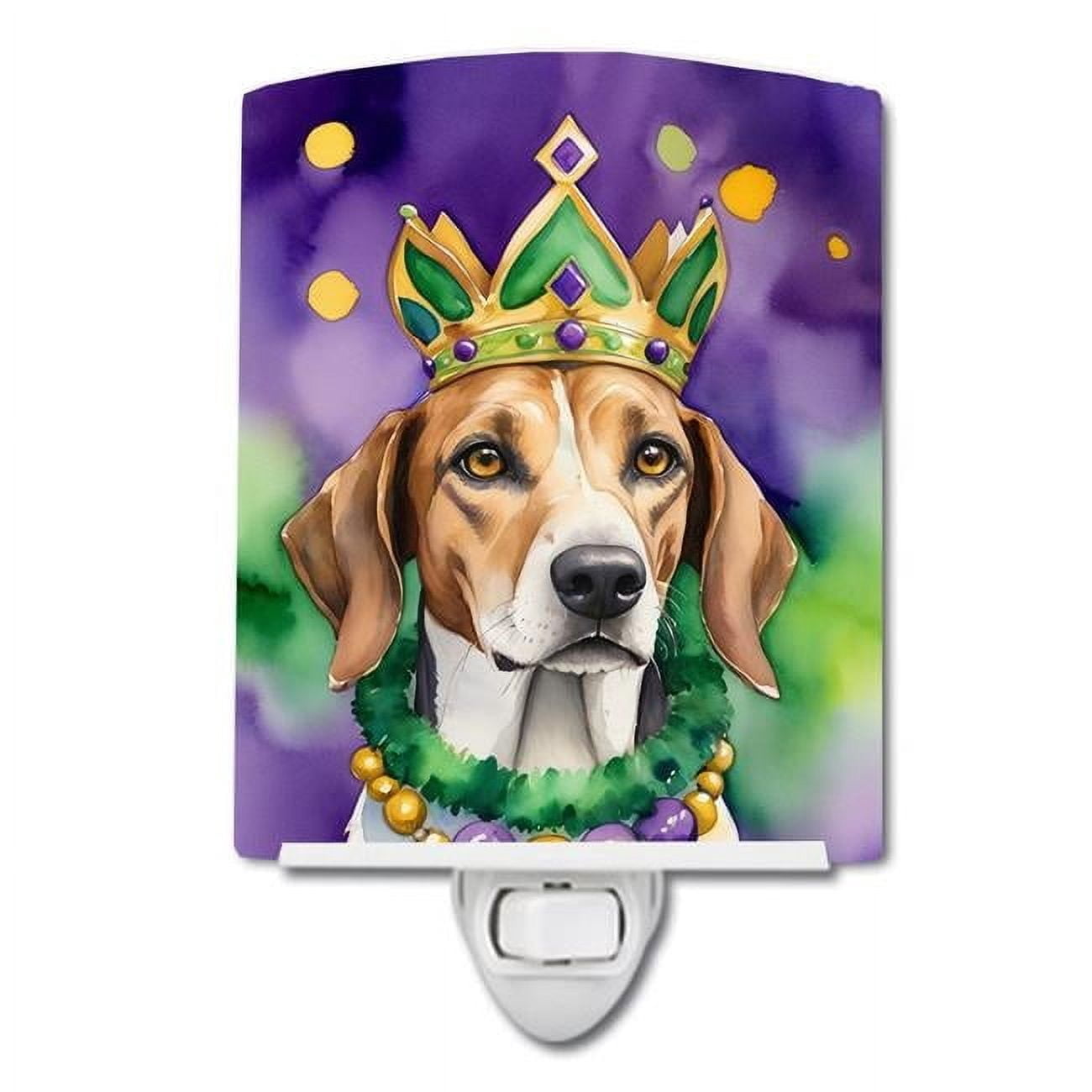 Foxhound King of Mardi Gras Ceramic Night Light 4 in x 6 in