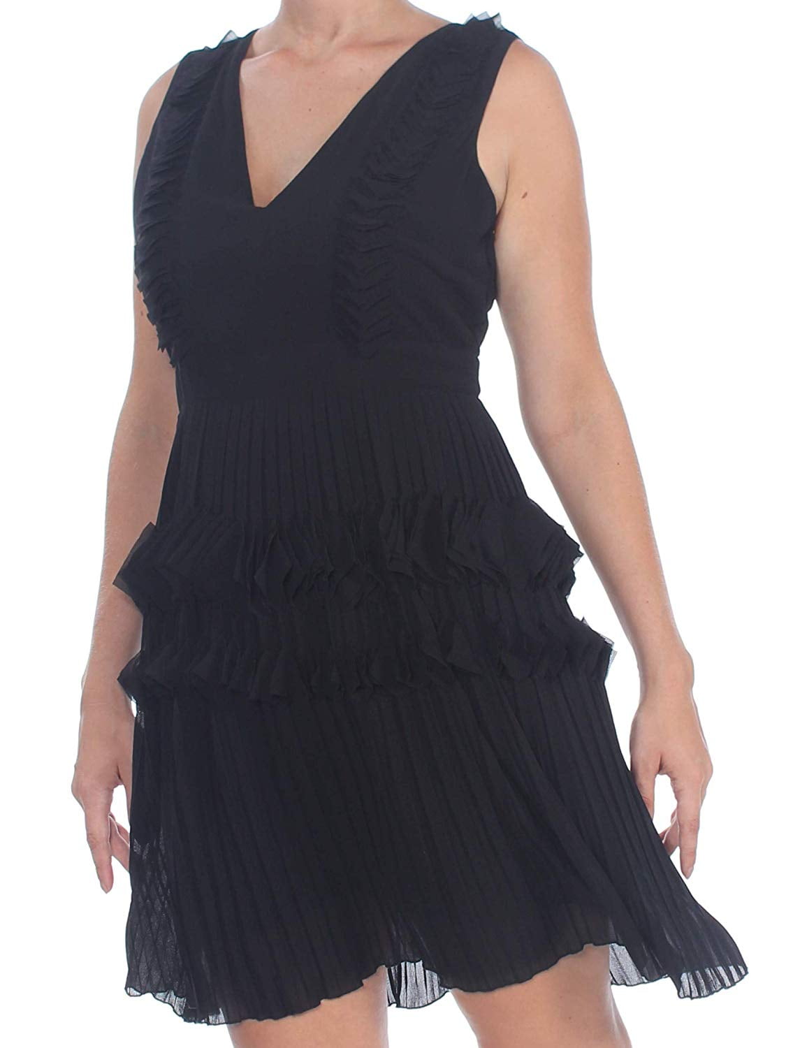 Foxiedox Women s Pleated Applique Dress XS Black