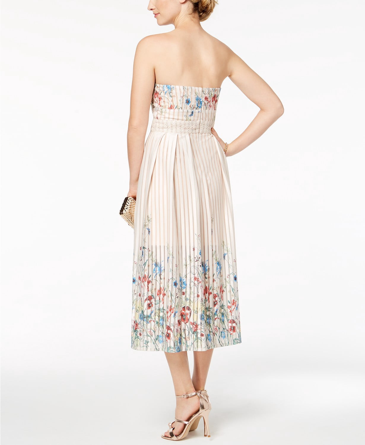 foxiedox cocktail dress Foxiedox Womens Strapless Floral Print Midi Dress Size S
