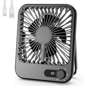 Foxlife Small Desk Fan, 100-Speed USB Rechargeable Desktop Fan for Table Home Office Camping Travel, Black(2025 New, 5000mAh Battery)
